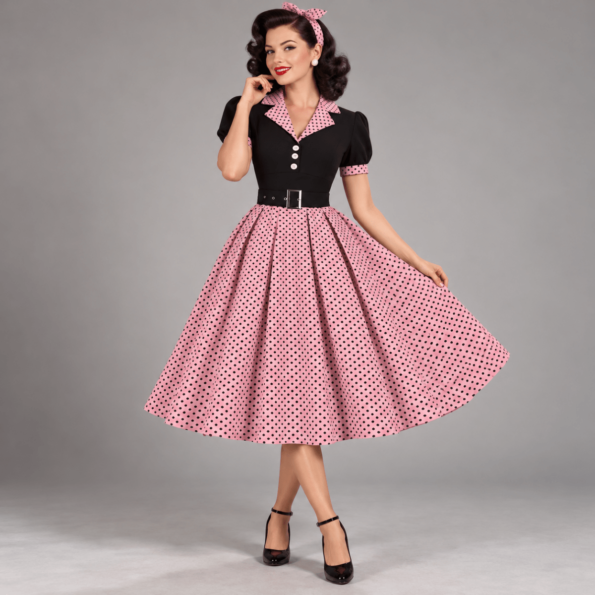 Robe Vintage Hepburn Rose - Louise Vintage