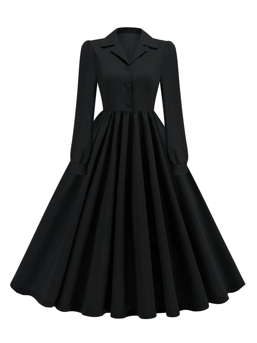 Robe Vintage Hiver Marine Fleurs - Louise Vintage