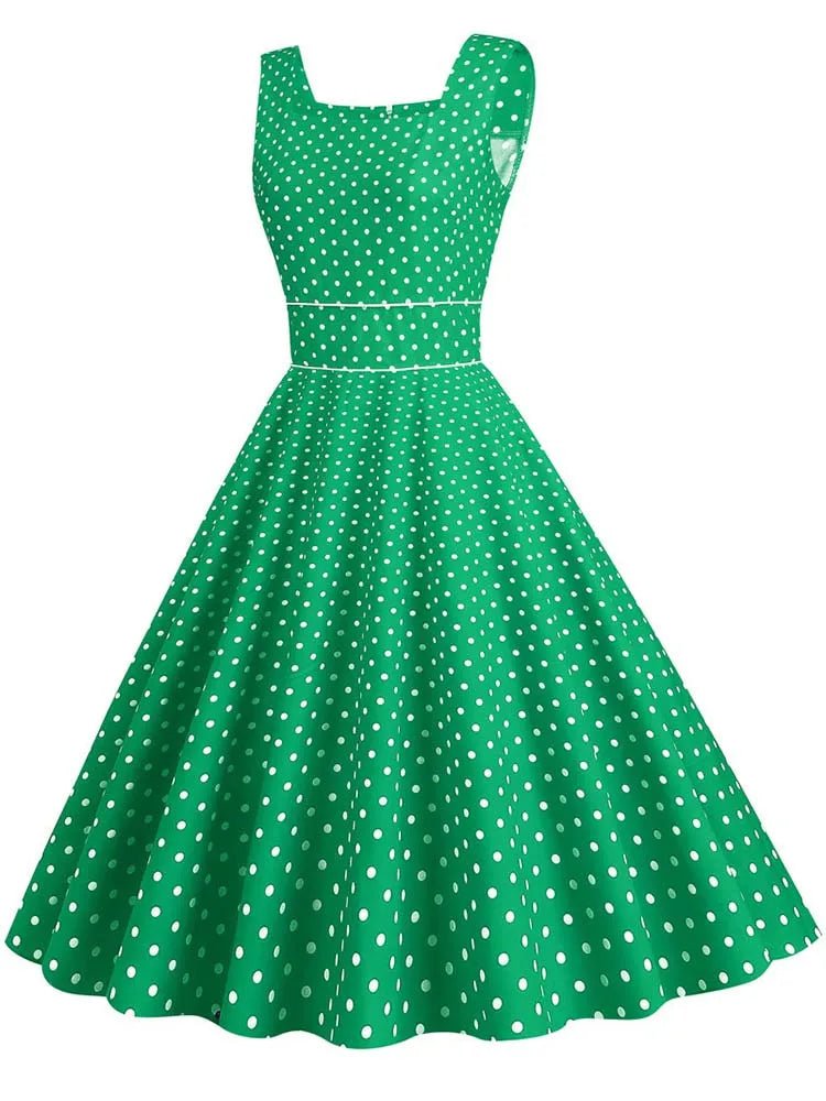 Robe Vintage Manches Courtes Verte - Louise Vintage