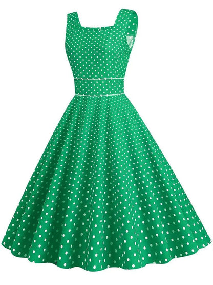 Robe Vintage Manches Courtes Verte - Louise Vintage
