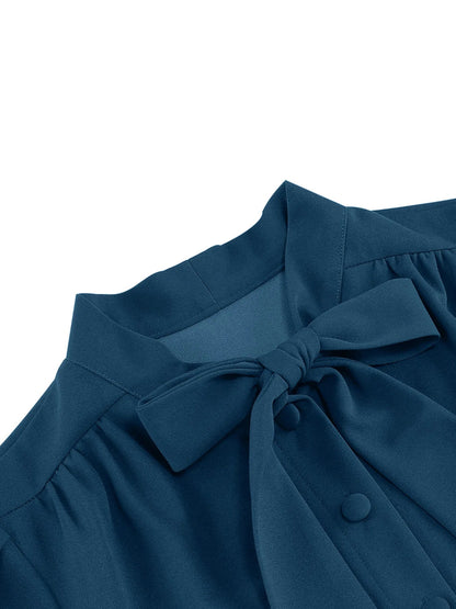 Robe Vintage Manches Longues Bleu - Louise Vintage