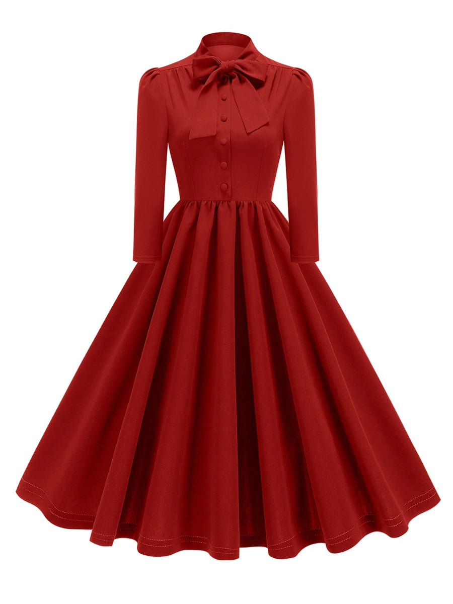 Robe Vintage Manches Longues Rouge - Louise Vintage