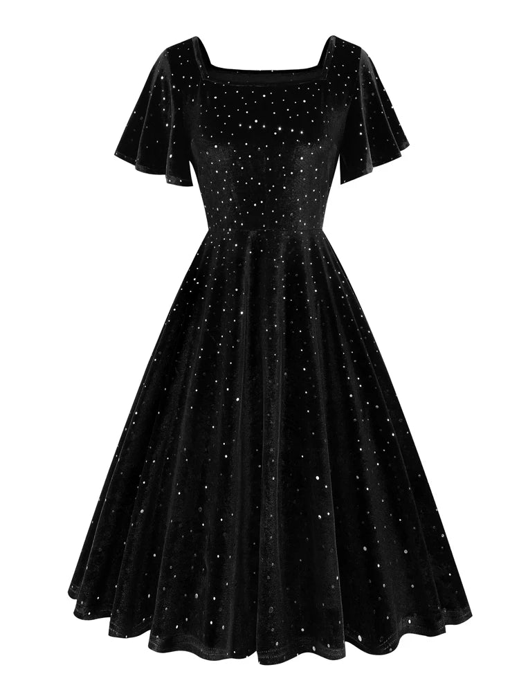 Robe Vintage Noire Points - Louise Vintage