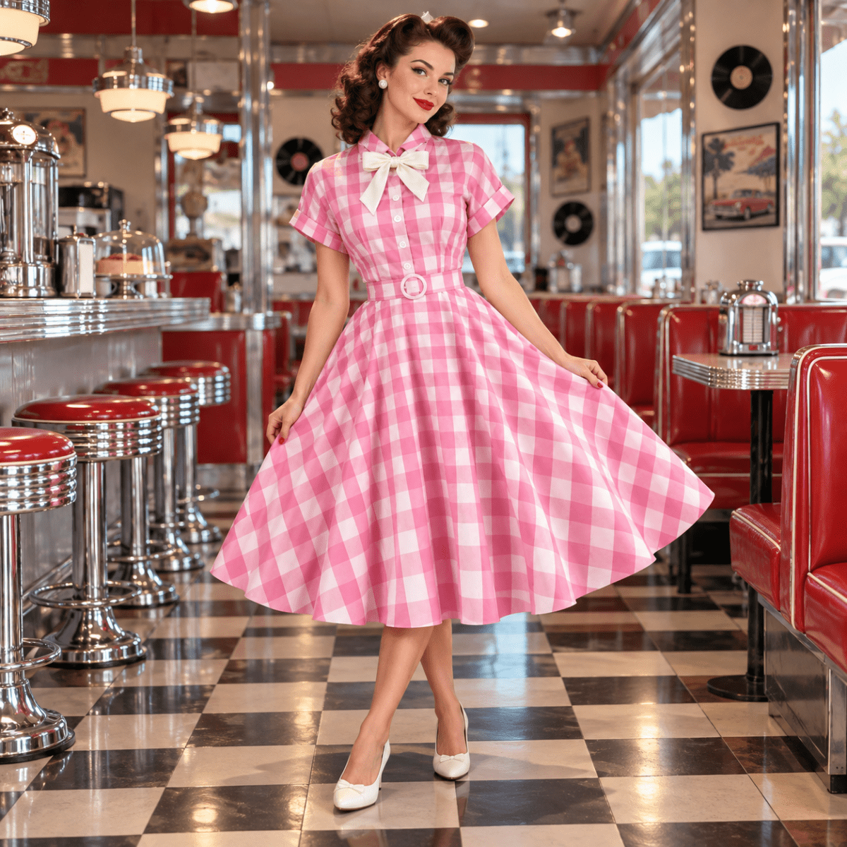 Robe Vintage Pin Up Damier - Louise Vintage