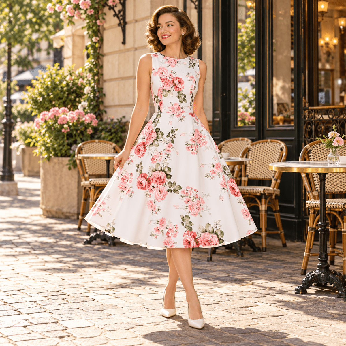 Robe Vintage Pin Up Fleurs Roses - Louise Vintage