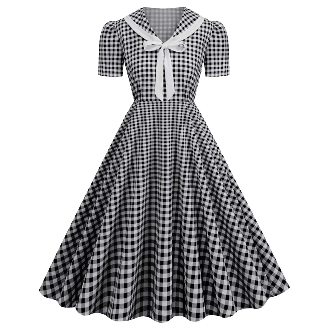 Robe Vintage Pin Up Quadrillée Noir - Louise Vintage