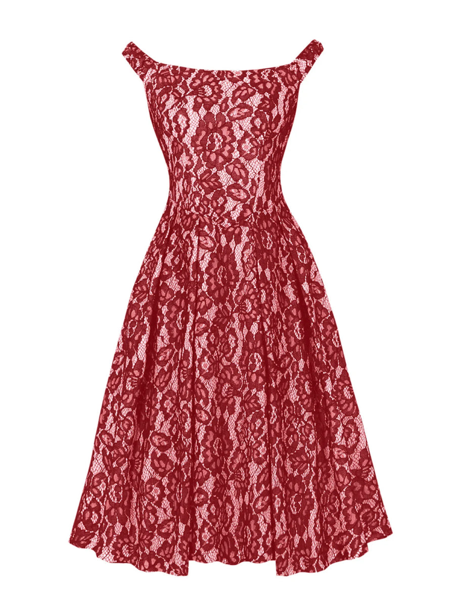 Robe Vintage Pin Up Rouge Fleurs - Louise Vintage