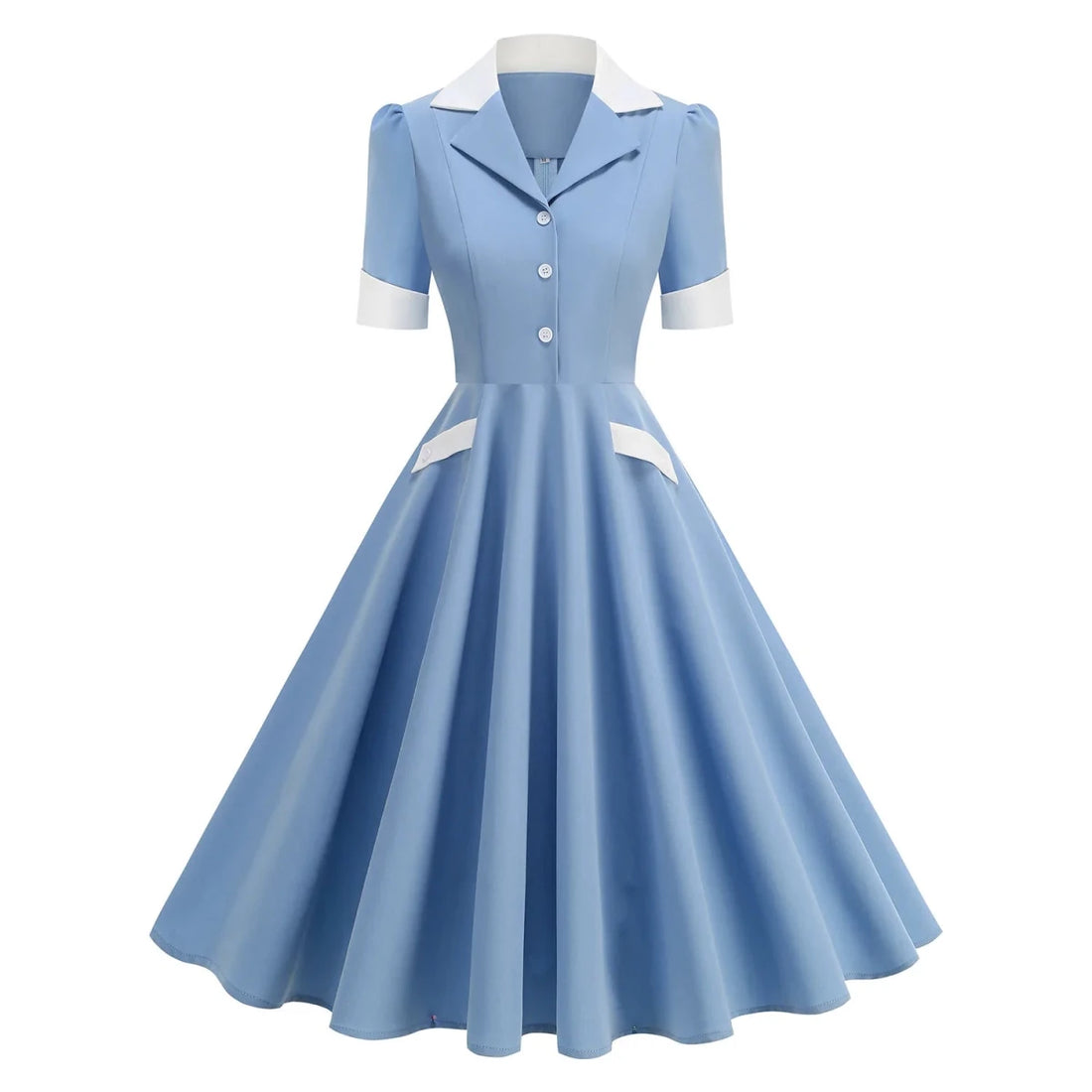 Robe Vintage Plissée Bleue - Louise Vintage