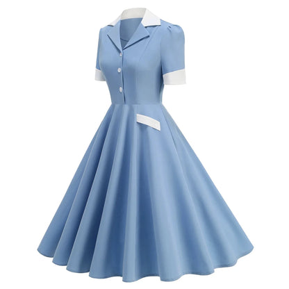 Robe Vintage Plissée Bleue - Louise Vintage