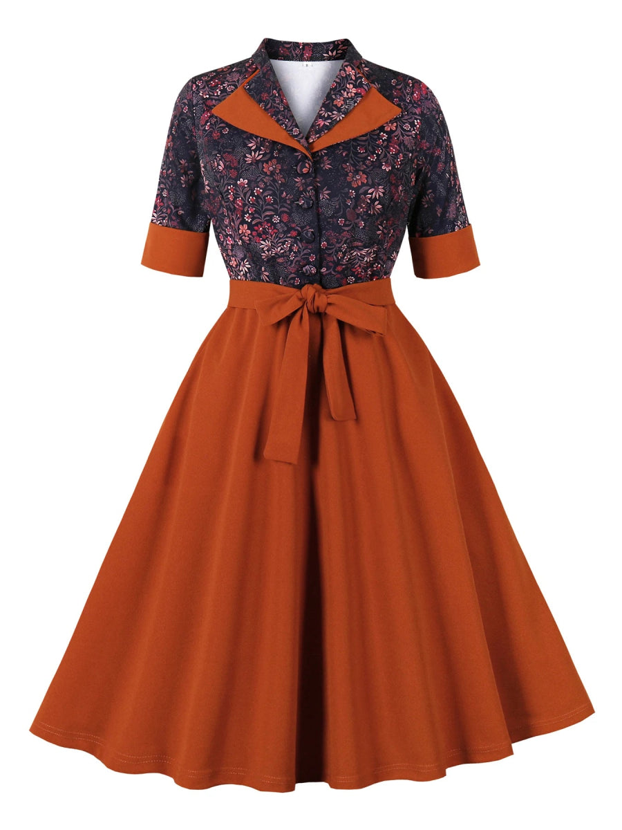 Robe Vintage Plissée Orange - Louise Vintage
