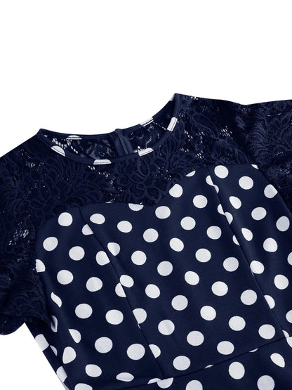 Robe Vintage Pois Marine - Louise Vintage