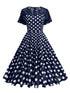 Robe Vintage Pois Marine - Louise Vintage