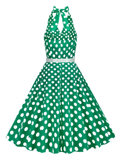 Robe Vintage Pois Verte - Louise Vintage