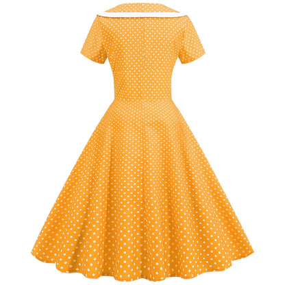 Robe Vintage Rayée Jaune et Blanche - Louise Vintage