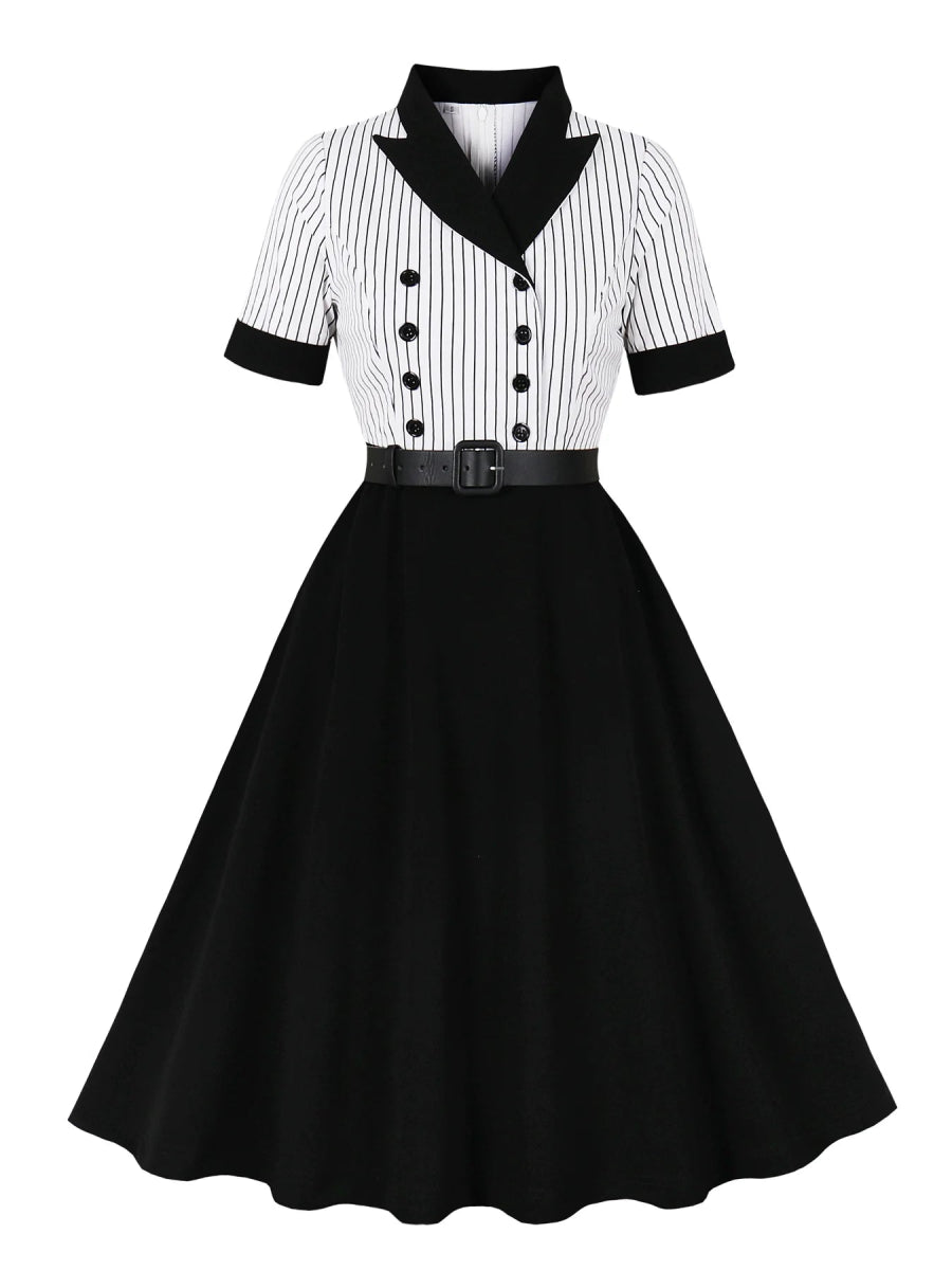 Robe Vintage Rayée Noir et Blanc - Louise Vintage