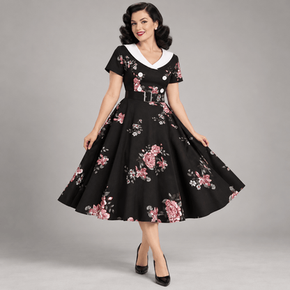 Robe Vintage Rockabilly 50s Fleurs - Louise Vintage