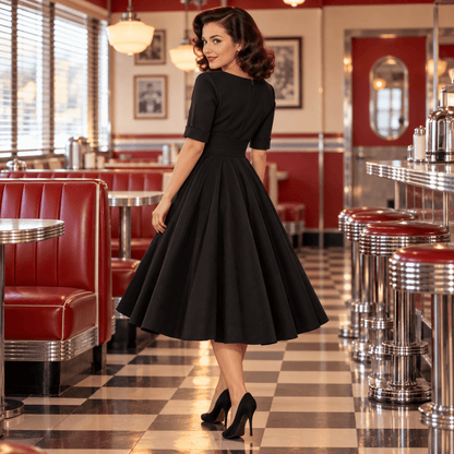Robe Vintage Rockabilly 50s Noir - Louise Vintage