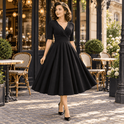 Robe Vintage Rockabilly 50s Noir - Louise Vintage