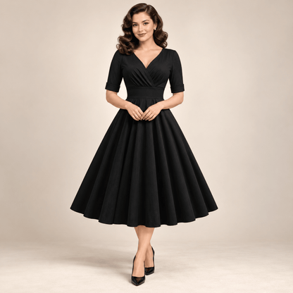 Robe Vintage Rockabilly 50s Noir - Louise Vintage