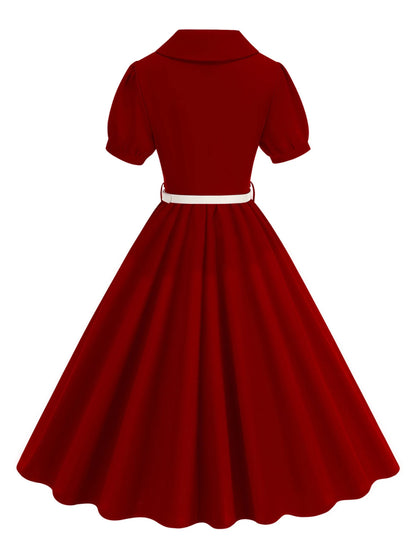 Robe Vintage Rockabilly Coton Bordeaux - Louise Vintage