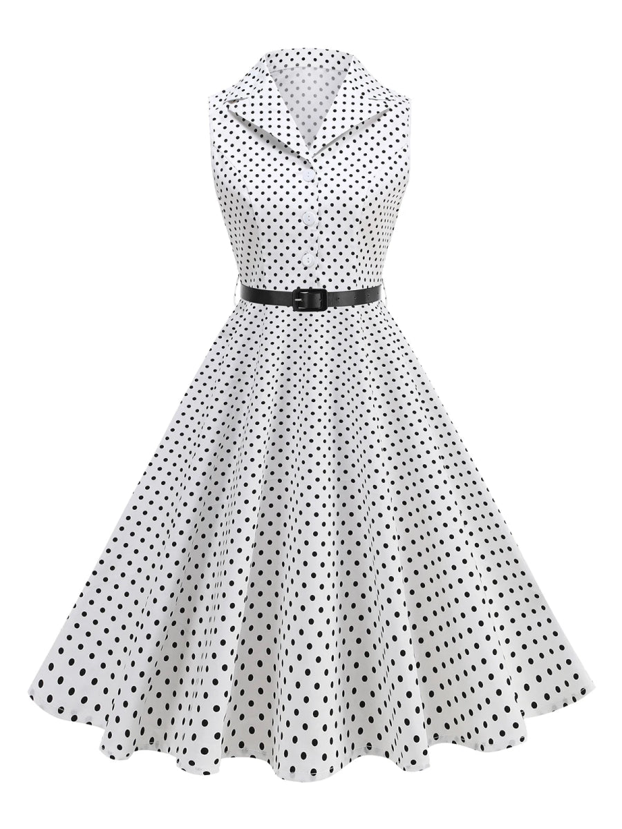 Robe Vintage Romantique Blanc Noir - Louise Vintage