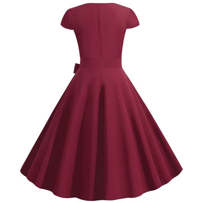 Robe Vintage Romantique Bordeaux - Louise Vintage