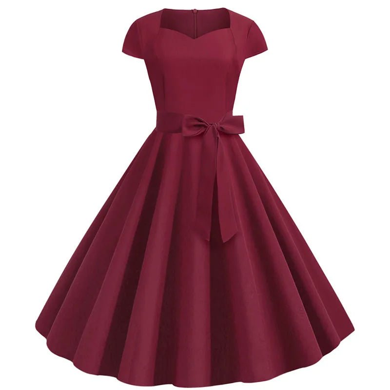 Robe Vintage Romantique Bordeaux - Louise Vintage