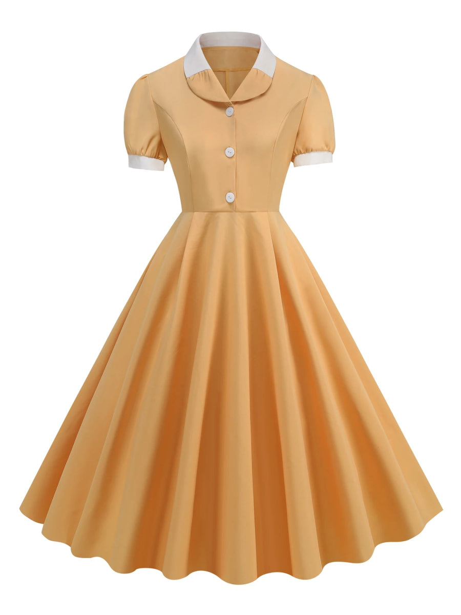 Robe Vintage Romantique Jaune - Louise Vintage