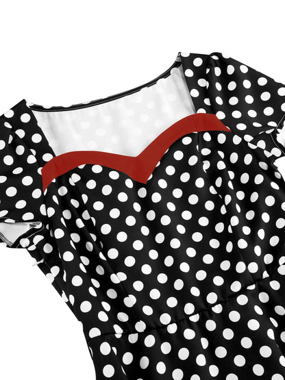 Robe Vintage Romantique Noir Rouge - Louise Vintage