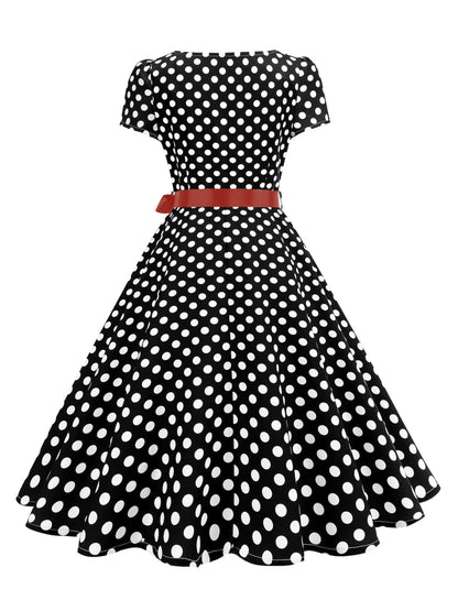 Robe Vintage Romantique Noir Rouge - Louise Vintage
