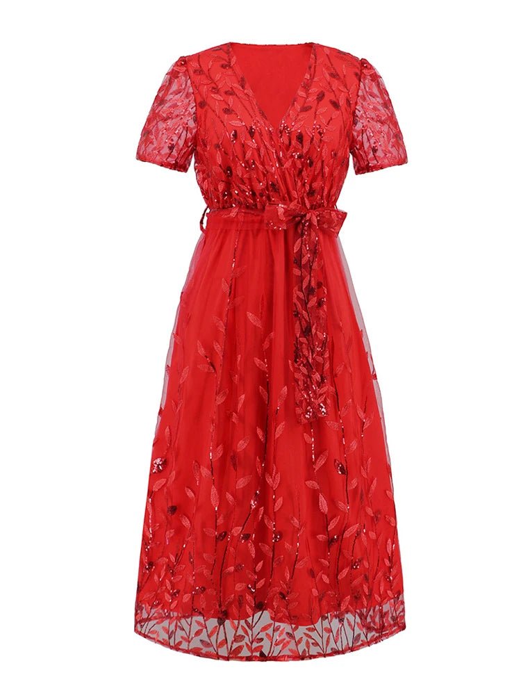 Robe Vintage Rouge avec Voile - Louise Vintage