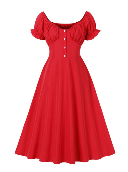 Robe Vintage Rouge avec Voile - Louise Vintage