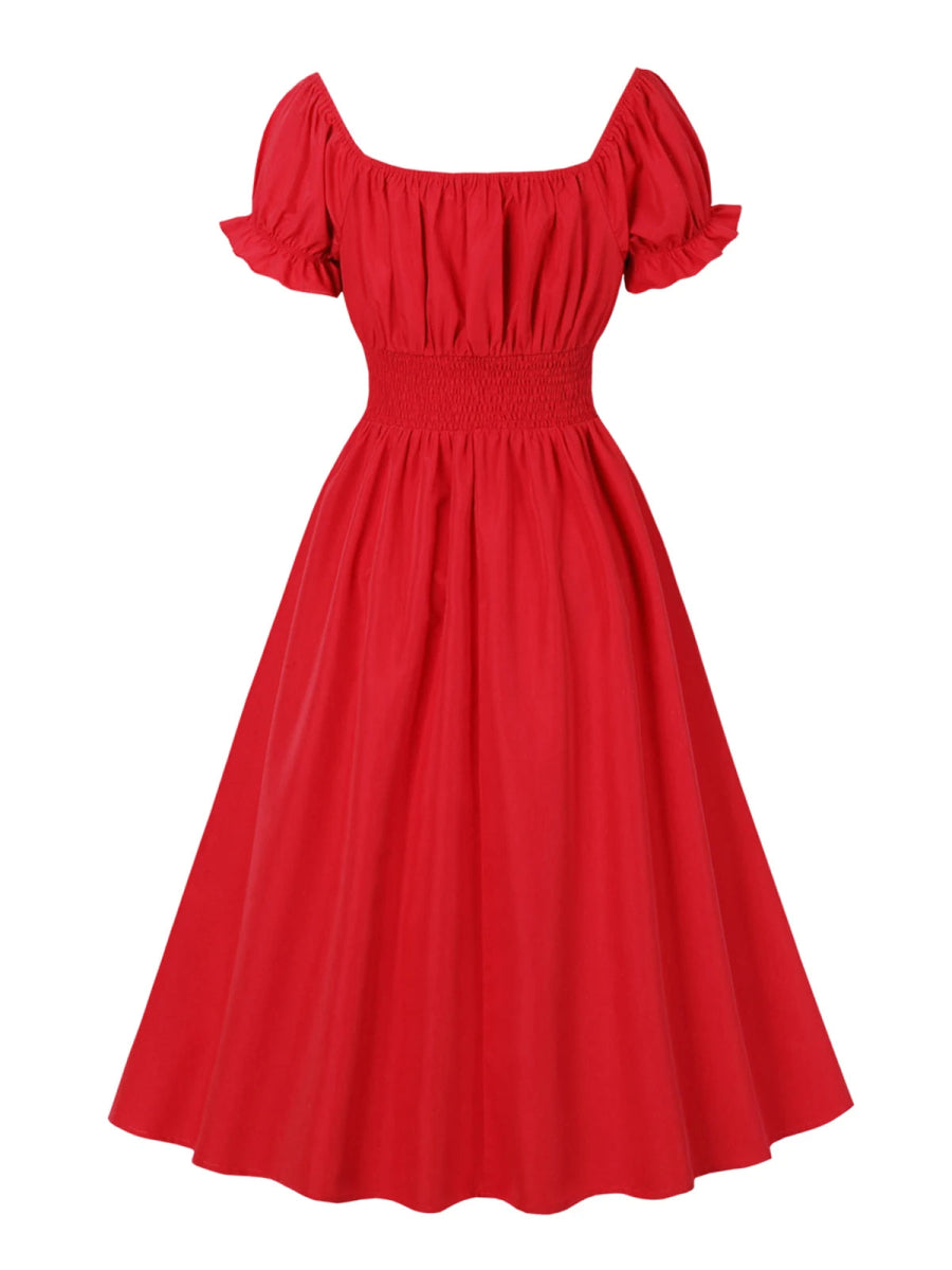 Robe Vintage Rouge avec Voile - Louise Vintage