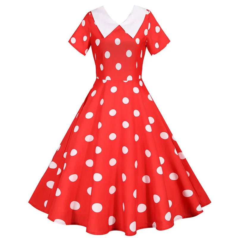 Robe Vintage Rouge Col Rabattu - Louise Vintage