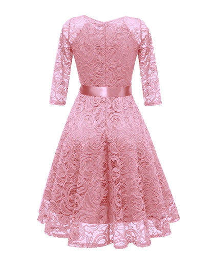 Robe vintage soirée manches longues rose - Louise Vintage