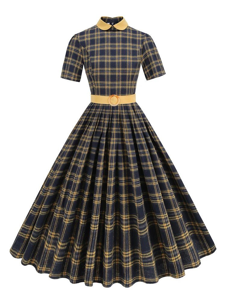 Robe Vintage Tartan Noir - Louise Vintage