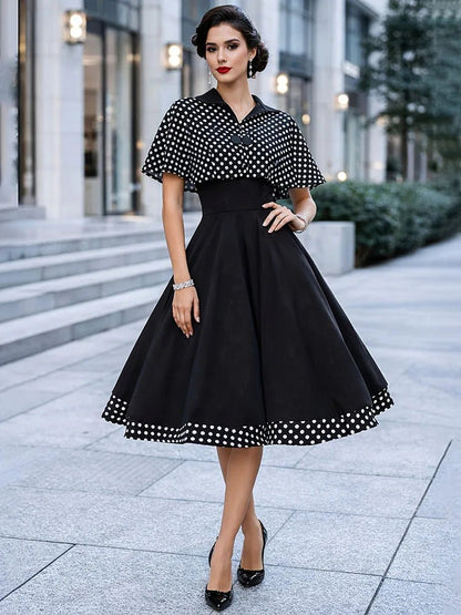 Robe Vintage Travail Noir Plaid - Louise Vintage