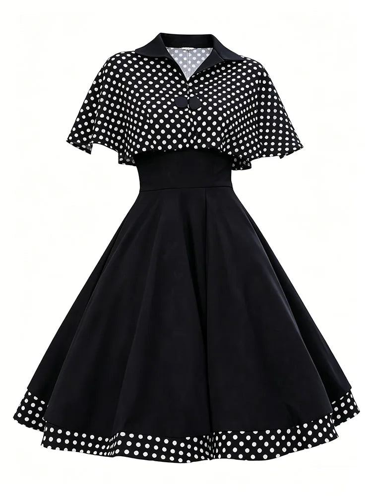 Robe Vintage Travail Noir Plaid - Louise Vintage