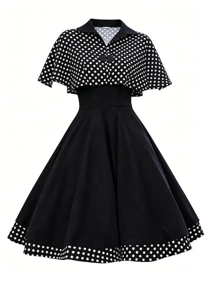 Robe Vintage Travail Noir Plaid - Louise Vintage