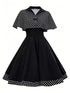 Robe Vintage Travail Noir Plaid - Louise Vintage