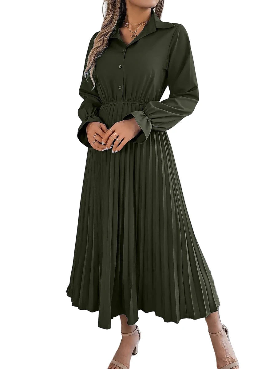 Robe Vintage Vert Manches Longues - Louise Vintage