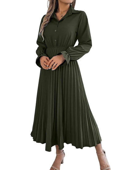 Robe Vintage Vert Manches Longues - Louise Vintage