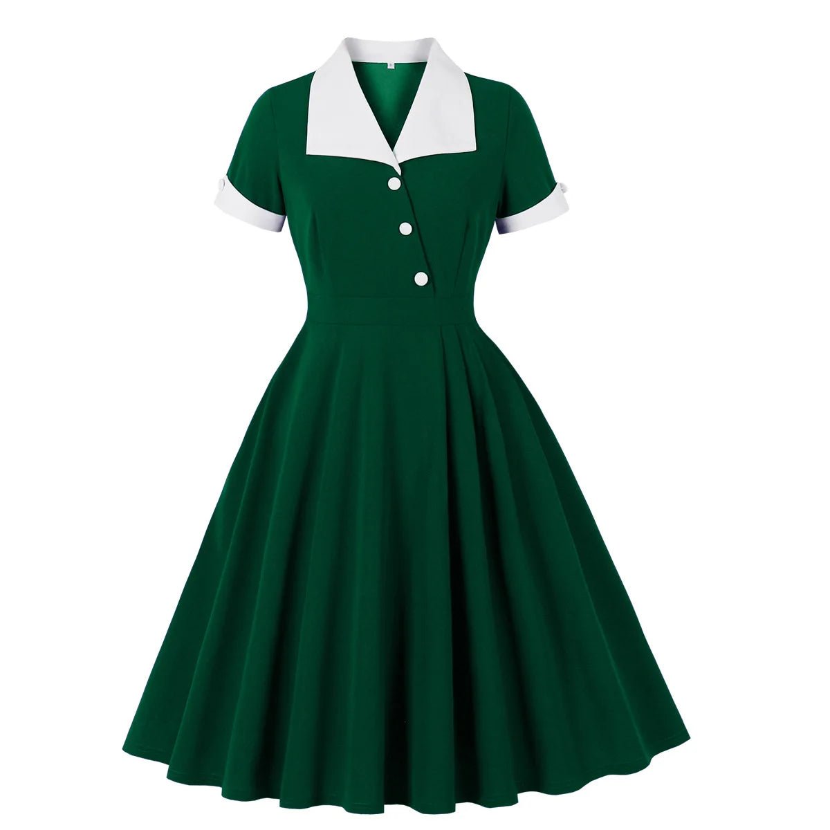 Robe Vintage Verte Col Blanc - Louise Vintage