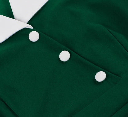 Robe Vintage Verte Col Blanc - Louise Vintage