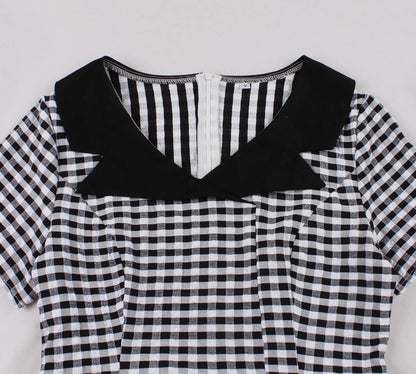 Robe Vintage Vichy Noire et Blanche - Louise Vintage