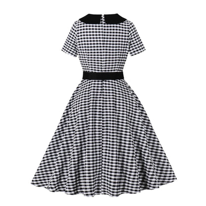 Robe Vintage Vichy Noire et Blanche - Louise Vintage