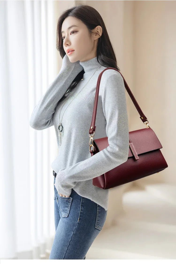 Sac Femme Cuir Vintage Bordeaux - Louise Vintage