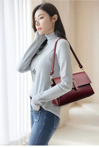 Sac Femme Cuir Vintage Bordeaux - Louise Vintage