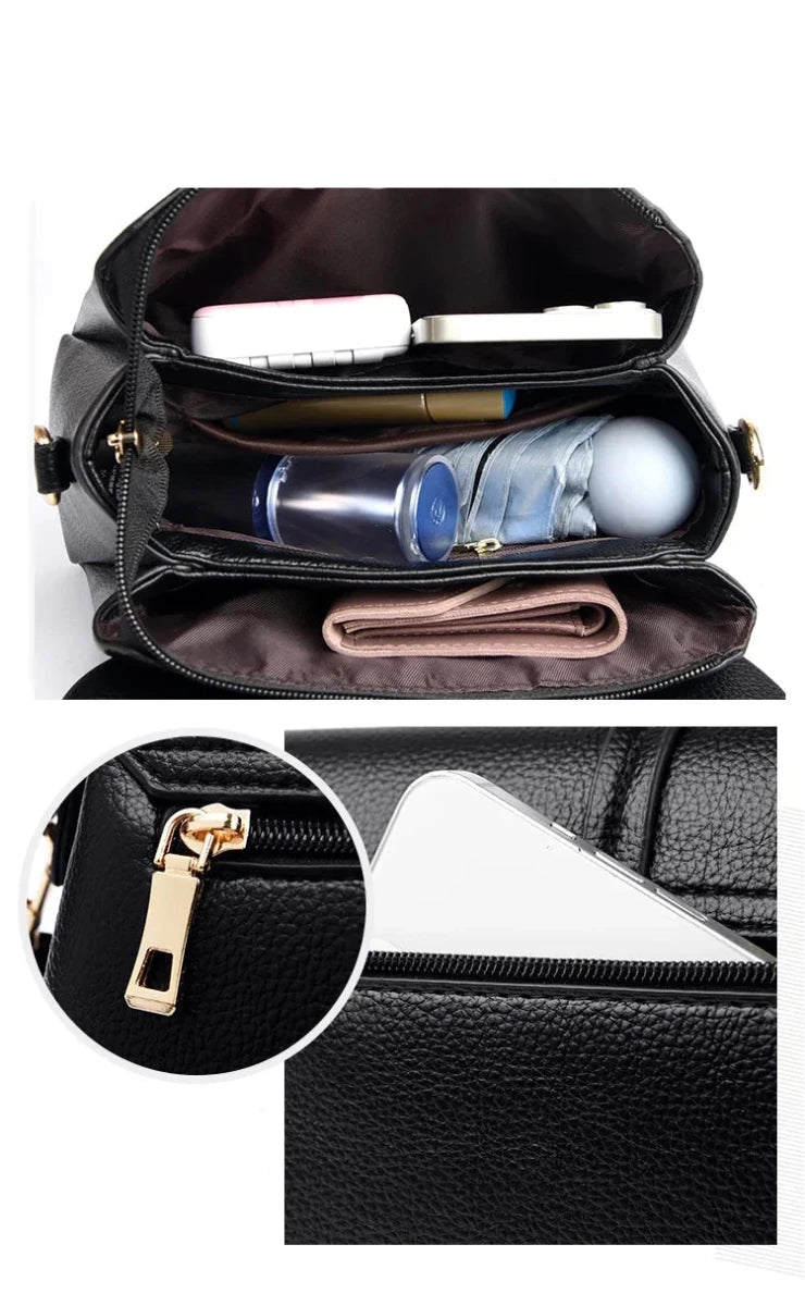 Sac Femme Cuir Vintage Noir - Louise Vintage