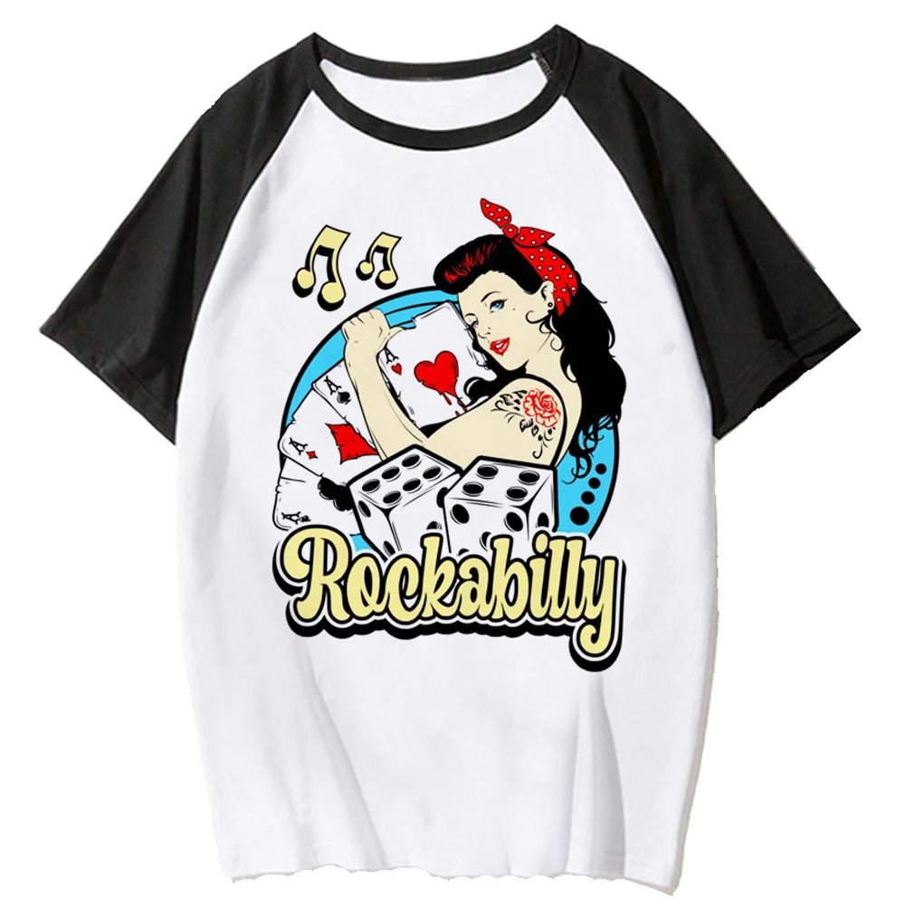 T Shirt Vintage Rockabilly Blanc - Louise Vintage